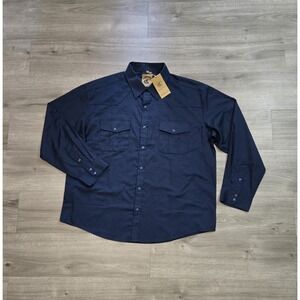Coevals Club Pearl Snap Shirt Men 2XL Navy Blue L/S Roll Tab Sleeve Western NWT